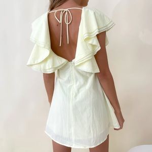 Vrg Grl PARTY NIGHTS FRILL MINI DRESS LEMON